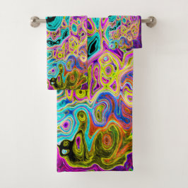 アイシーアクアブルーグルービー抽象芸術レトロ液スワール バスタオルセット