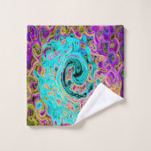 アイシーアクアブルーグルービー抽象芸術レトロ液スワール バスタオルセット (ウォッシュタオル)