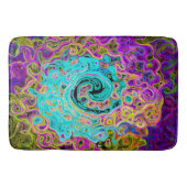 アイシーアクアブルーグルービー抽象芸術レトロ液スワール バスマット (正面)
