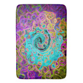 アイシーアクアブルーグルービー抽象芸術レトロ液スワール バスマット (正面縦)