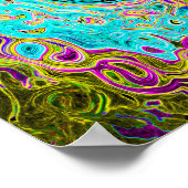 アイシーアクアブルーグルービー抽象芸術レトロ液スワール ポスター (角)