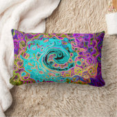 アイシーアクアブルーグルービー抽象芸術レトロ液スワール ランバークッション (ブランケット)