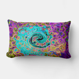 アイシーアクアブルーグルービー抽象芸術レトロ液スワール ランバークッション