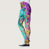 アイシーアクアブルーグルービー抽象芸術レトロ液スワール レギンス (左)