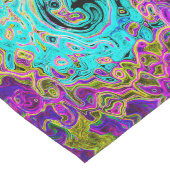 アイシーアクアブルーグルービー抽象芸術レトロ液スワール ロングテーブルランナー (コーナー)