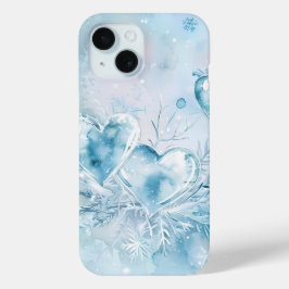 アイシーハーツとスノーフレークの水彩画スマホケース iPhone 15ケース