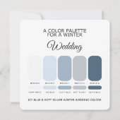 アイシーブルーとソフトシルバーの冬の結婚式カラーパレット カード (裏面)