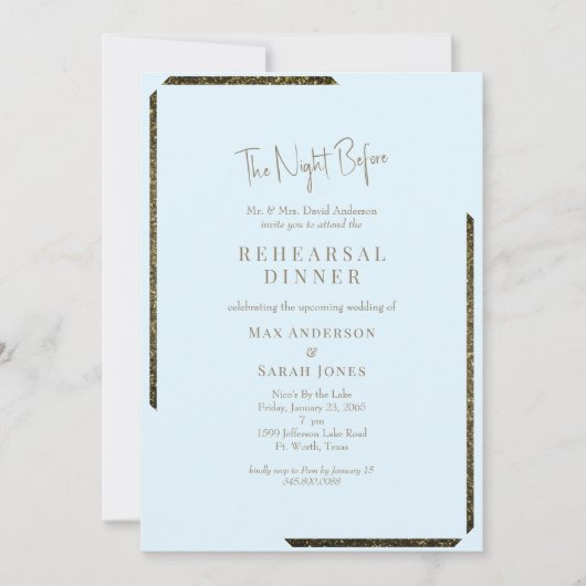 アイシーブルーと金ゴールドが前夜を眩ませる 招待状 (正面)