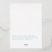 アイシーブルーのクリスマスベイビー バースアナウンスメントフォト 箔シーズンカード (裏面)