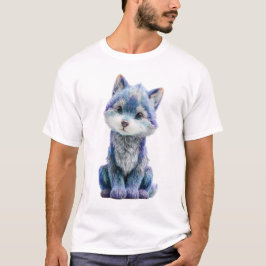 アイシーブルーウルフパップイラストメンズ Tシャツ