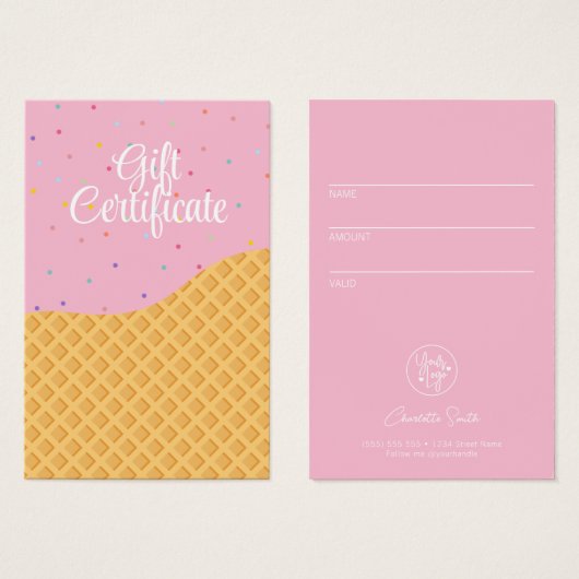 アイスおもしろいカラフルクリームバウチャーギフト券 (正面&裏面)