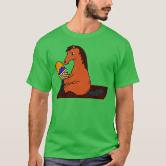 アイスおもしろいクリームのワッフル付きの馬 Tシャツ