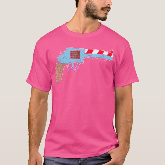 アイスおもしろいクリームガン銃ライフル銃ピストル右2番 Tシャツ (正面)
