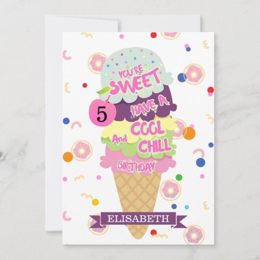 アイスおもしろいクリームコーン子供の誕生日カード シーズンカード (正面)