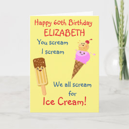 アイスおもしろいクリームスクリームユーモアかわいいレトロ誕生日 カード