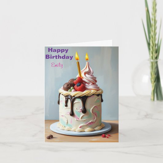 アイスおもしろいクリーム子供の誕生日ケーキ カード (正面)