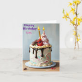アイスおもしろいクリーム子供の誕生日ケーキ カード (黄色い花)