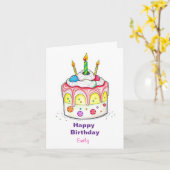 アイスおもしろいクリーム子供の誕生日ケーキ カード (黄色い花)