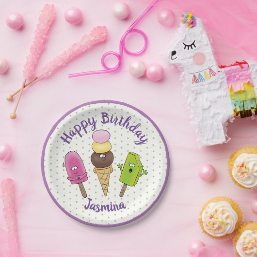 アイスおもしろいクリーム漫画イラストレーション ペーパープレート (パーティー)