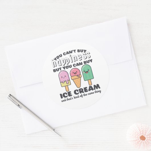 アイスおもしろい感動的クリームライフ引用文サマー ラウンドシール (封筒)