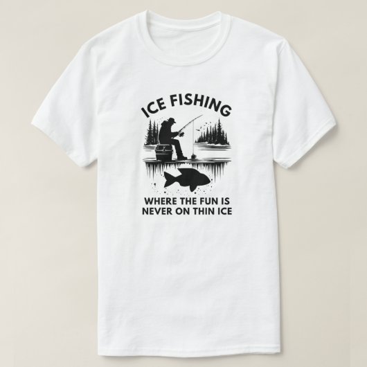 アイスおもしろい魚釣りことわざ | 氷魚釣り Tシャツ (デザイン正面)
