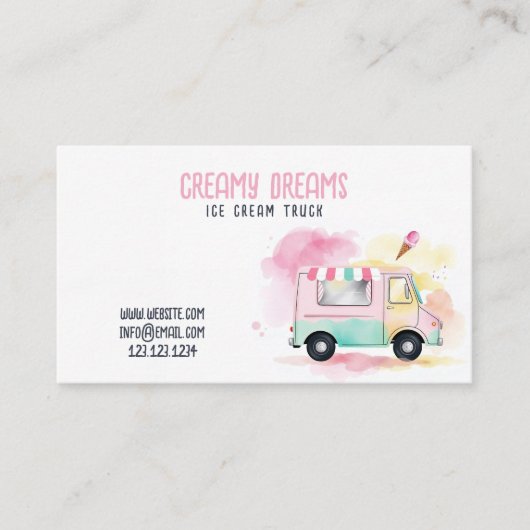 アイスお洒落カラフルクリームトラック 名刺 (正面)
