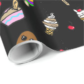 アイスお洒落クリームとさくらんぼ誕生日 ラッピングペーパー (ロールコーナー)
