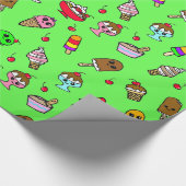 アイスお洒落クリームとさくらんぼ誕生日 ラッピングペーパー (コーナー)