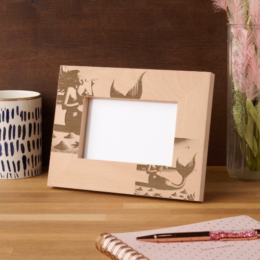 アイスお洒落クリームを楽しむ人魚 レーザー彫刻フレーム (左)