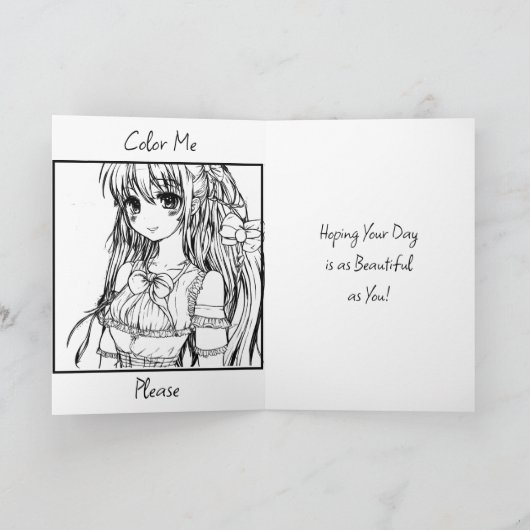 アイスお洒落クリームコーン付きアニメガール誕生日 カード (内部)