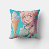 アイスお洒落クリームコーン付きアニメ少女 クッション (裏面)