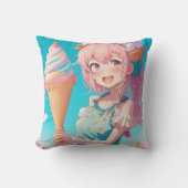 アイスお洒落クリームコーン付きアニメ少女 クッション (正面)