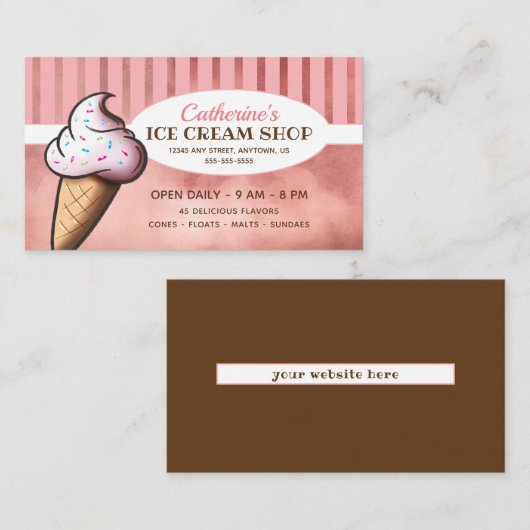 アイスお洒落クリームコーン |アイスクリームショップ 名刺 (正面/裏面)