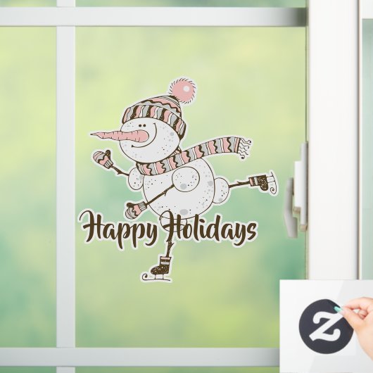 アイスお洒落スケートで滑る雪だるまのカスタマイズ ウィンドウサイン (ホーム)