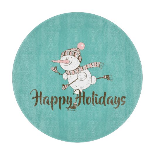 アイスお洒落スケートで滑る雪だるまのカスタマイズ カッティングボード (正面)