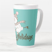 アイスお洒落スケートで滑る雪だるまのカスタマイズ カフェラテマグ (右アングル)