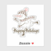 アイスお洒落スケートで滑る雪だるま車デカール シール (シート)