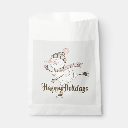 アイスお洒落スケートで滑る雪だるま フェイバーバッグ (正面)