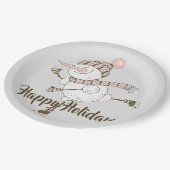 アイスお洒落スケートで滑る雪だるま ペーパープレート (アングル)