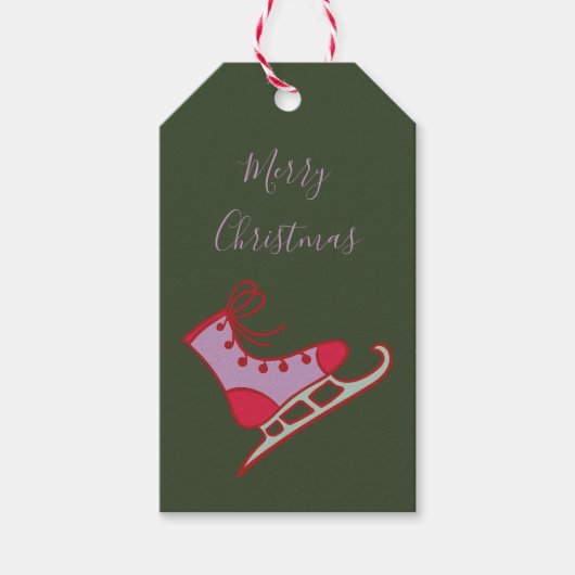 アイスお洒落スケートのクリスマス ギフトタグ (正面)