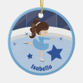 アイスかわいらしスケーター女子ブルーパーソナライズされたクリスマス セラミックオーナメント (正面)