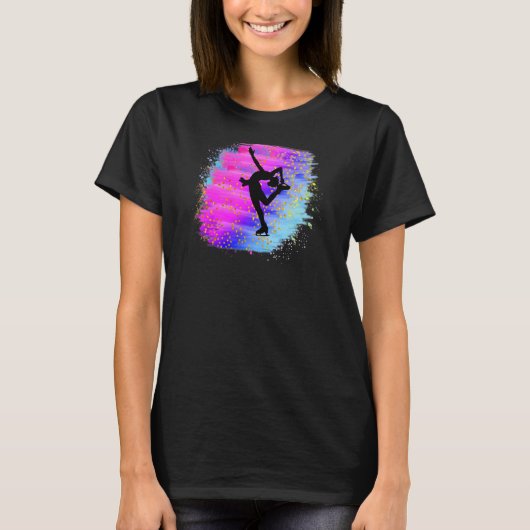 アイスかわいらしスケートで滑るダンサー姿スケートスケーターコロ Tシャツ (正面)