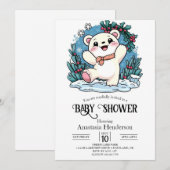 アイスかわいらしポーラベアデジタルベビーシャワー 招待状 (正面/裏面)