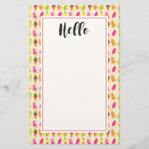 アイスとアイスのカラフル夏の模様 便箋