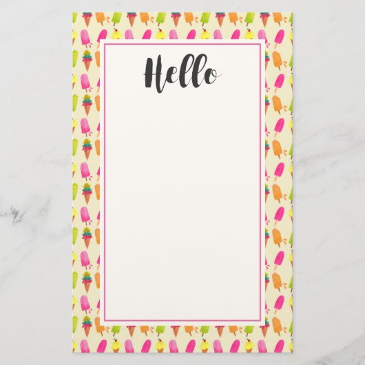 アイスとアイスのカラフル夏の模様 便箋 (正面)
