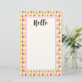 アイスとアイスのカラフル夏の模様 便箋 (スタンド正面)