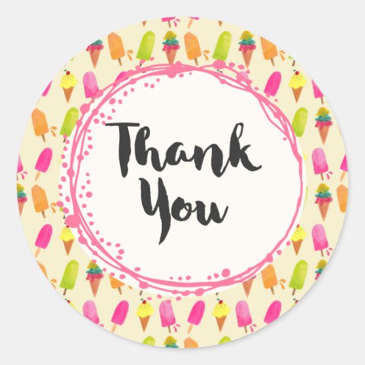 アイスとアイスの夏の模様ありがとう ラウンドシール (正面)