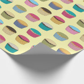 アイスのカップケーキパターカラフルンイエロー ラッピングペーパー (角)