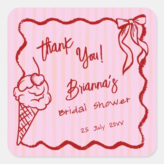 アイスのブライダルシャワー スクエアシール (正面)