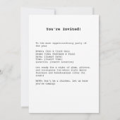 アイスの上のグラマラスチキン 招待状 (裏面)